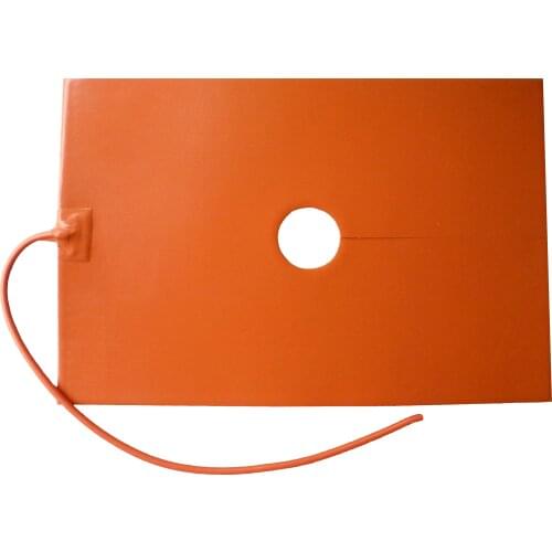 JSEX 500*500*1.5mm 3D Printer Heated Bed silicone rubber heater 220v 1000w adhesive 1side 4mm hole in center 1000mm lead wire