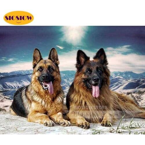 5d Diy Diamond Mosaic Embroidery Cross Stitch Full Square Rhinestones Dogs Diamond Painting German Shepherd Dog Spaniel Animals