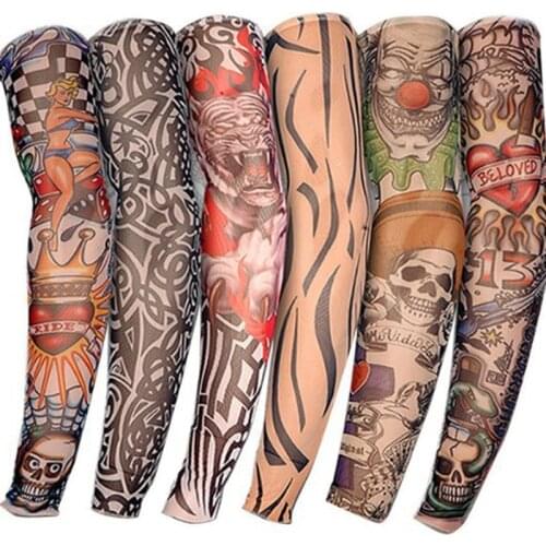 6 SETS Summer Outdoor Cycling MTB Sunscreen 3D Print Tattoo Sleeve Man Mangas Para Brazo UV Protection Womens Arm Sleeves