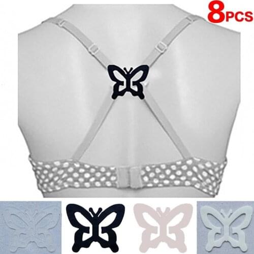 8pcs Anti Slip Bra Strap Clips Butterfly Cleavage Control Clips Hide Bra Strap Concealer Holders Adjust Converter