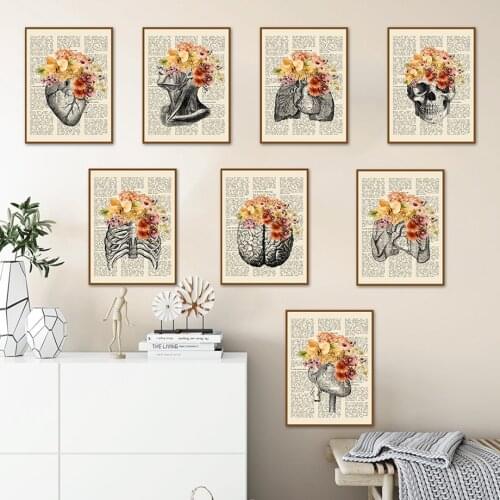 5D diamond painting retro newspaper heart brain anatomy diamond embroidery organ cross stitch kit wall art mosaic home decoratio