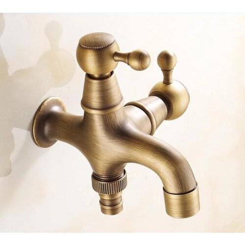 Anti-bronze Bibcock Faucet Brass Wall mounted double using Bathroom Washing Machine faucet Outdoor garden mixer
