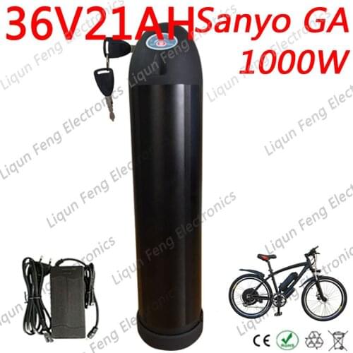 Free Custom Tax 500W 36V 21AH Kettle Bottle for Water Lithium ion Battery use Sanyo 3500MAH cell 36V 21AH E-Bike Battery 20A BMS