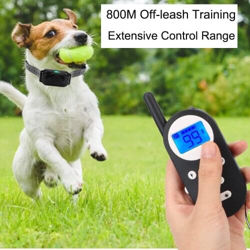 800M Wireless Remote LCD Display Static Vibration Beep Rechargeable Electric Dog Training Collar Stop Barking Waterproof