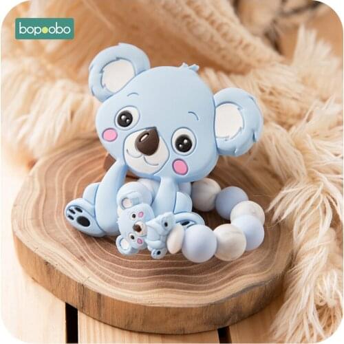 Bopoobo 1PC Silicone Teether Penguin Food Grade Animal Teethers DIY Jewelry Making For Teething Bracelet BPA Free Baby Products