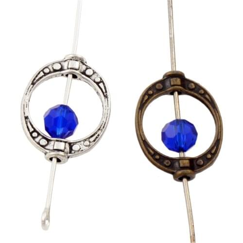 Oval Bead Frame Charm Beads 19.2x14.4mm 40pcs Zinc Alloy/Bronze Pendants Jewelry DIY L763