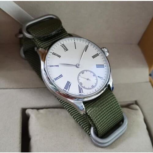 GEERVO No logo Beige white dial Roman number 44mm Manual mechanical mens Watch ST3621 Movement mineral glass