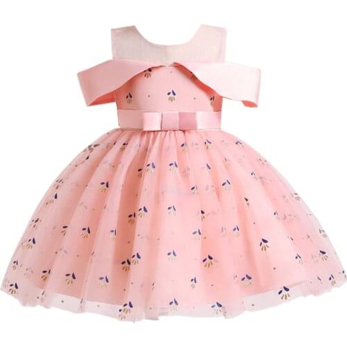 Cold Shoulder Children Tutu Princess Birthday Party Prom Wedding Evening Infant Summer Dress Gown Vestidos Baby Girls Clothes