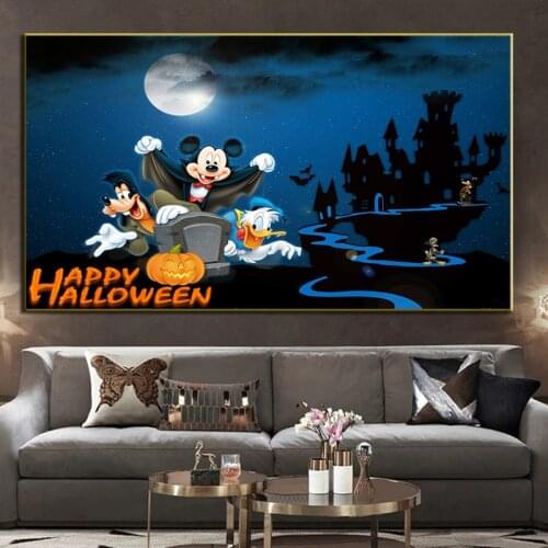 Disney Cartoon Painting Donald Duck Mickey Minnie Minimalist Art Print Poster Halloween Gift Boy Girl Home Decoration Painting