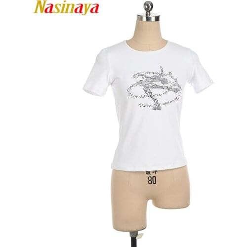Customized Figure Skating T shirt Tops for Girl Women Training Competition Patinaje Ice Skating Gymnastics short sleeve Skater