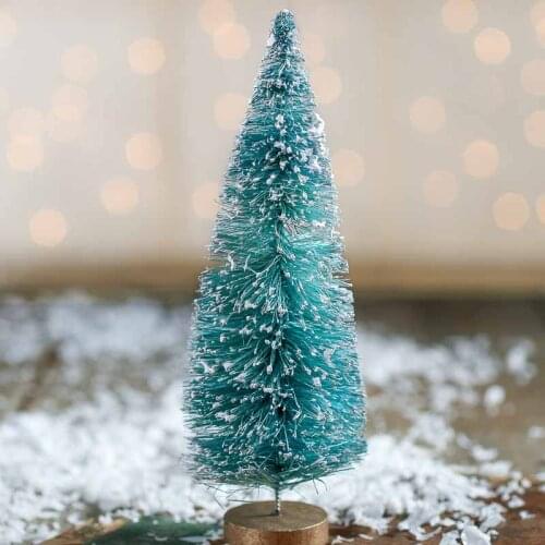 Artificial Mini Sisal Christmas Tree Snow Frost Christmas Tree Craft Miniature Pine Tree Tabletop Decor Christmas Decoration