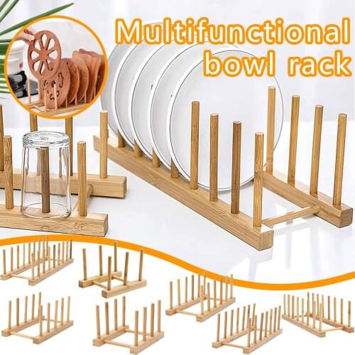 Kitchen Dish Drain Rack Multifunctional Bamboo Tableware Storage Rack Wood Rack Kitchen Drain Rack Bowl Organization Accessory