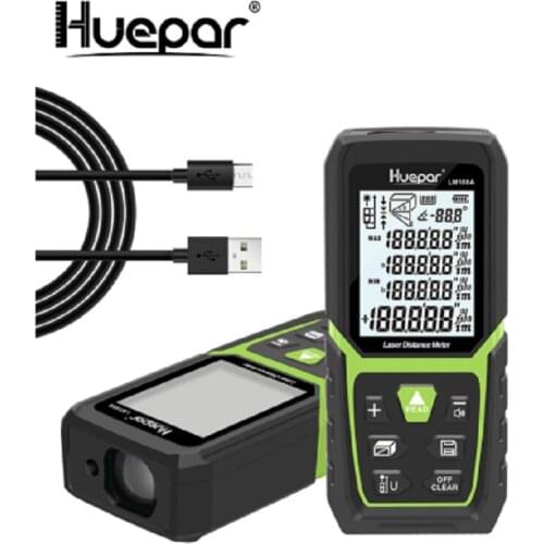 Laser Rangefinder 330Ft/100M(165Ft/ 50M 390Ft/120M)Backlit LCD Laser Measure M/In/Ft with Li-ion Battery & Electric Angle Sensor