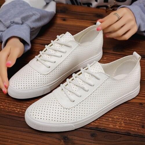 Summer Student Board Shoes Korean Version of Hollow Hollow Breathable Casual Shoes Mens Shoes Lazy Shoes White Shoes