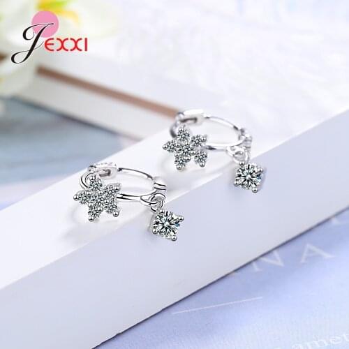 Top Sale S925 Sterling Silver Women Earrings Shining Austrian Crystal Cubic Zircon Star Ear Decoration Jewellery