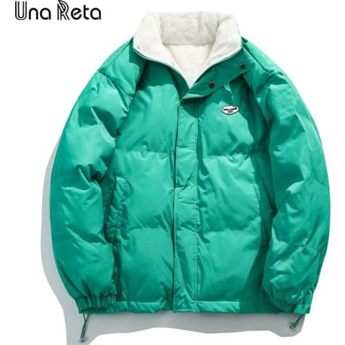 Una Reta Mens Coat Autumn Winter New Hip hop Green Parka Coat Men Clothing Loose Casual Lamb Warm Jacket Coat Men Streetwear