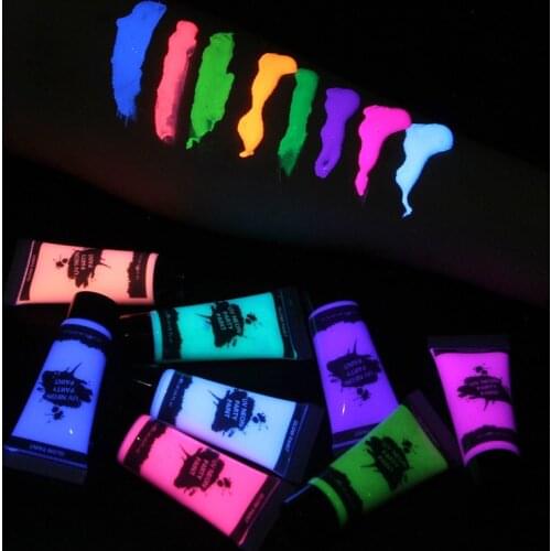 10ml Body Paint Set Black light Face and Makeup Fluorescent Face Paints for henna tattoo Face Christmas Halloween Costume Party