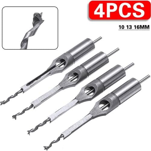 1Auger Drill Bit Set For Tools Accessories Wood Square Auger Drill Bit Set Woodwork Hole Cutter 6mm 10mm 13mm 16mm