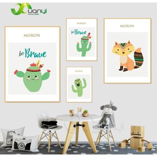 Nordic Cute Cartoon Little Animal Fox Poster Wall Art Nordic Prints And Painting Modular Wall Picture For Kids Room Unframed