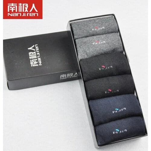 Nanjiren 6 pairs of boxed spring and autumn casual socks mens cotton thin cotton socks mid-tube business mens socks deodorant