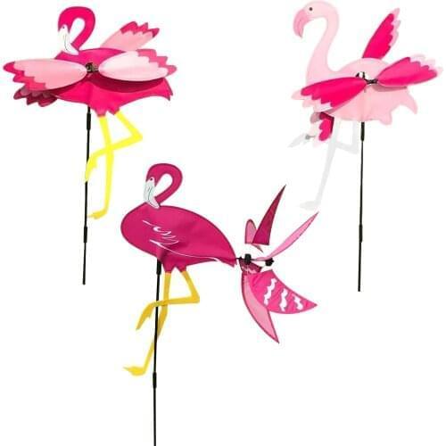 New Garden Art Decor Vivid Flamingo Pinwheel Funny Animal Windmill Spinning Pole Yard Lawn Wind Spinner Outdoor Decoration