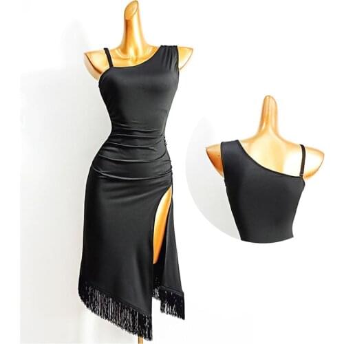 2020 New LD512 One Side Shoulder Sleeveless Latin Dance Dress Women Performance Costume Ballroom Dresses Latino Dancewear
