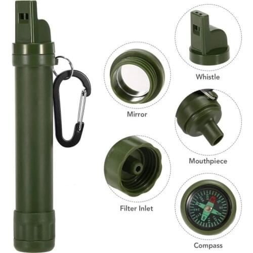 New Portable Personal Water Filter With Compass And Emergency Whistle For Travel Sports Hiking Water Outdoor Activities Filter