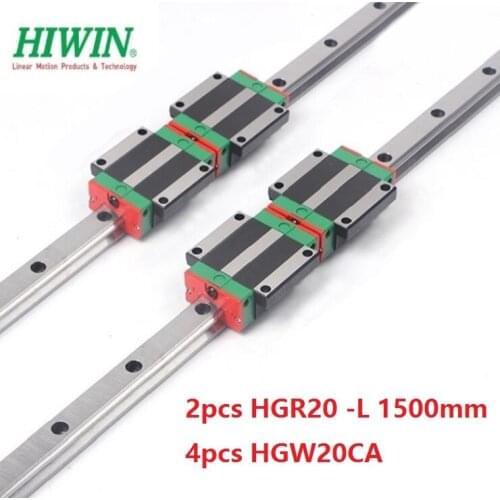 2pcs origial Hiwin rail HGR20 -L 1500mm linear guide + 4pcs HGW20CA HGW20CC flange carriage blocks for cnc router