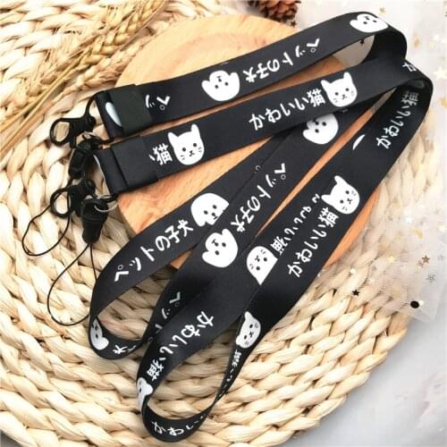 Cartoon Kawaii dog cat Lanyards Phone Neck rope For keys ID Card Gym Phone Straps USB badge holder Hang Rope Mobile Charm Cord