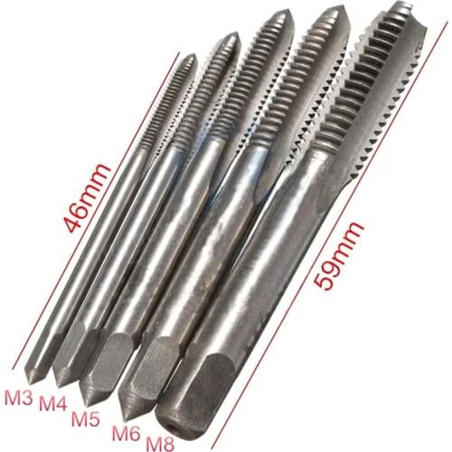 New 5PCS/Set HSS M3 M4 M5 M6 M8 Machine Spiral Point Straight Fluted Screw Thread Metric Plug Hand Tap Drill