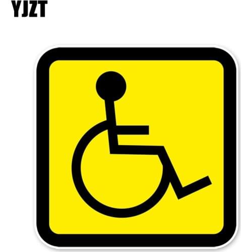 YJZT 11.6*11.6CM Attention Security Sign Disability Disabled Reflective Personality Decal Car Stickers Accessories C30-0365