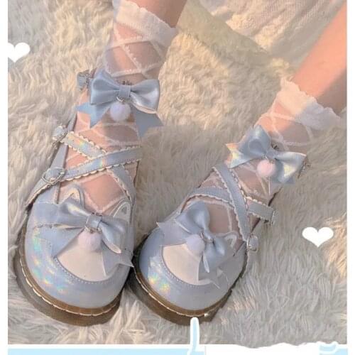 Lolita Shoes Jk Loli Leather Shoes Female Japanese Soft Girl Doll Shoes Cross Straps Round Head Kawaii Daily Loli Shoes Cos