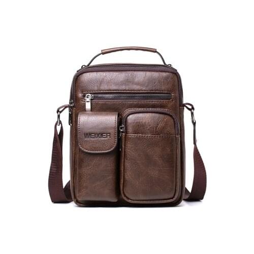 WEIXIER Brand Men Shoulder Bag PU Leather Handbag Large Capacity Crossbody Bags Business Zipper Multifunctional Messenger Bags