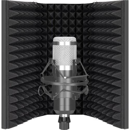 Neewer Pro Microphone Isolation Shield, 3-Panel Pop Filter, High Density Absorbent Foam Front & Vented Metal Back Plate