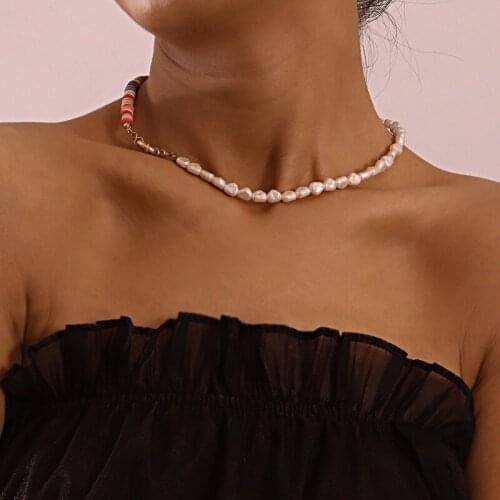 2021 New Bohemian Necklace for Women Choker Statement Necklaces Aesthetic Irregular Pearl Jewelry Vintage Lady Party Accessories