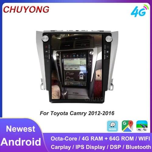 12.1'' Android Tesla Style Multimedia Stereo For Toyota Camry 2012 2013 2014 2015 2016 GPS BT Radio Receiver Player Head Unit