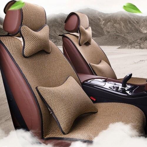 2 pcs Car Seat Cover Blue Cloak Linen/ 2 Front or 1 Back Seat Cushion Pad Fit Most Car, Truck, Suv, Protect Automotive Interior