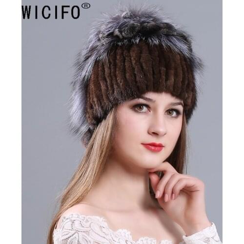 2019 Women fur hat for winter natural rex mink fox fur cap russian female fur headgear brand new fashion warm beanies cap