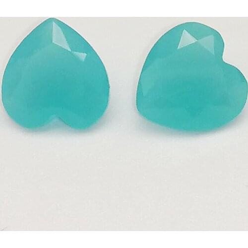 50pcs/Lot Free Shipping 3*3~12*12mm Milky Green Heart Cut Loose Glass Stone Synthetic Gems Beads For Jewelry