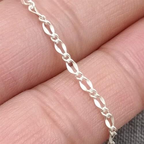 925 Sterling Silver Unfinished Figaro Sytle Cable Chain for Bracelet Necklace