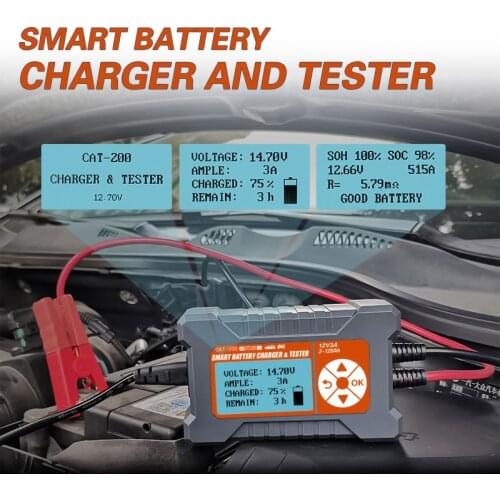 CAT-200 Automotive Analyzer 12V 3A 2-120AH Intelligent LCD Display Tool Battery Tester Battery Charger and Vehicle Tester