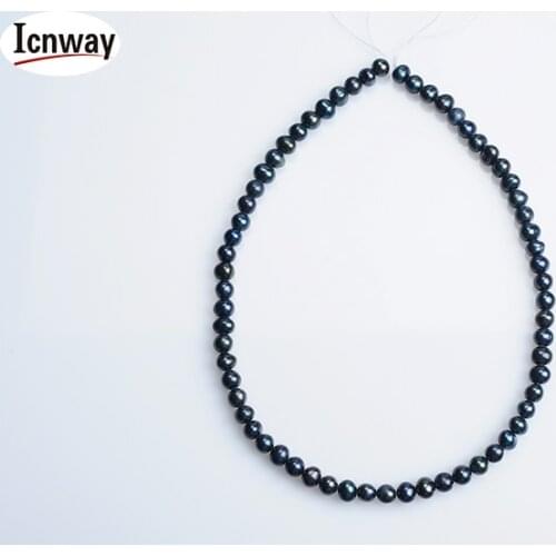 FreeShipping Natural round black Freshwater Pearl 5-6mm 15inches DIY necklace bracelet earring Wholesale