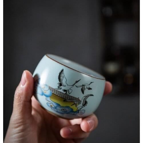Ru Ware Large Master Cup Personal Cup Ru-Porcelain Gracked Glaze Supportable Ceramic Kung Fu Tea Cup Tea Cup Teacup Bowl