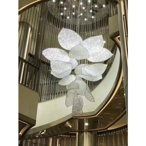 Large living room villa crystal chandelier lotus leaf flower Nordic simple modern American chandelier