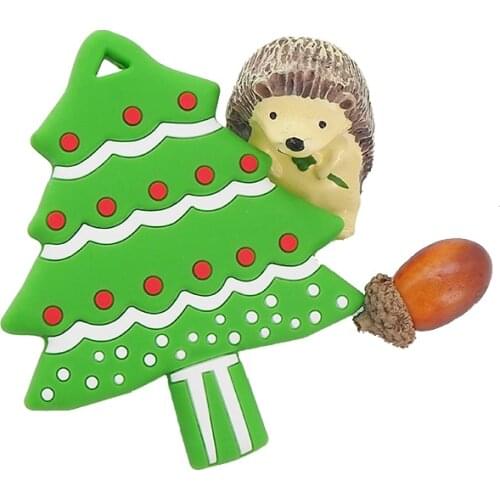 Chenkai 5PCS Silicone Christmas Tree Teether Food Grade Baby Pacifier Teething For Baby Nursing Accessories and Gifts BPA Free