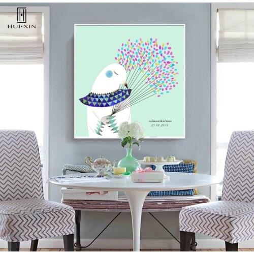 DIY Fingerprint Guestbook Souvenir Beautiful White Bird with Blue Scarf Sending Best Wishes for Birthdays Weddings Anniversaries