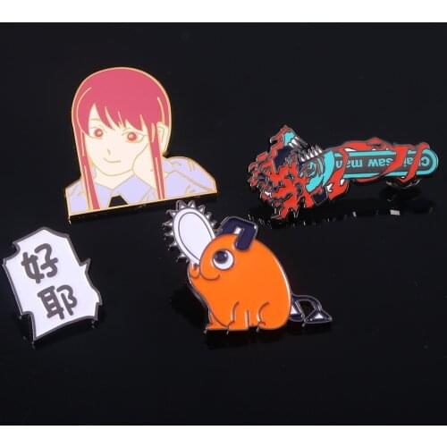 Anime Chainsaw Man Enamel Pins Brooch Pochita Makima Denji Chainsaw Devil Badge Brooches Lapel Pin Jewelry Accessories
