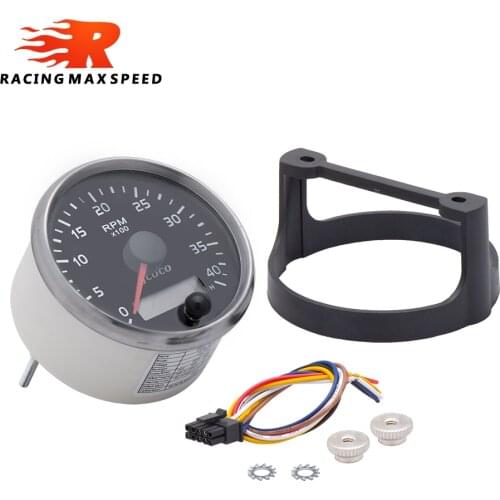 JJCOCO 85MM Tachometer 0-4000RPM 12V/24V RPM Gauge Amber/White Light Tacho Meter With LCD Hourmeter For Diesel Car Boat RPM-01