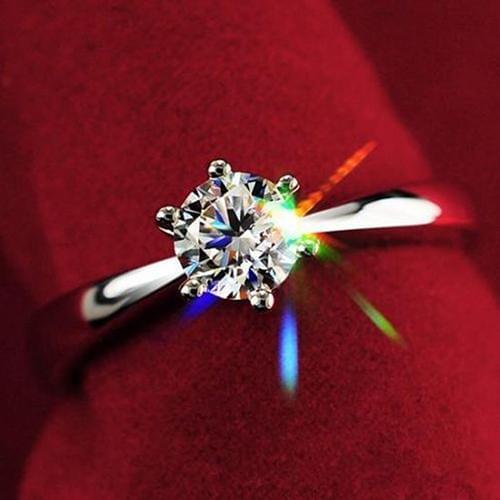 Ring Clear Zircon Inlaid Wedding Bridal Engagement Party Jewelry Ring Size 6-9 Alloy Six claws Ring Women Fashion Accesories 20