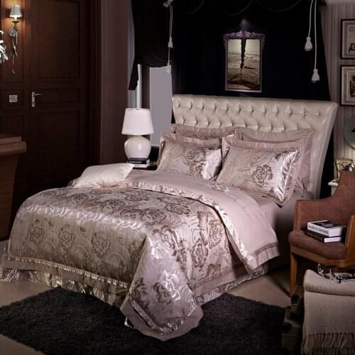 Svetanya Satin Silk Cotton Linens Jacquard Bedding Set Queen King Size Sheet Quilt Cover Pillow Sham